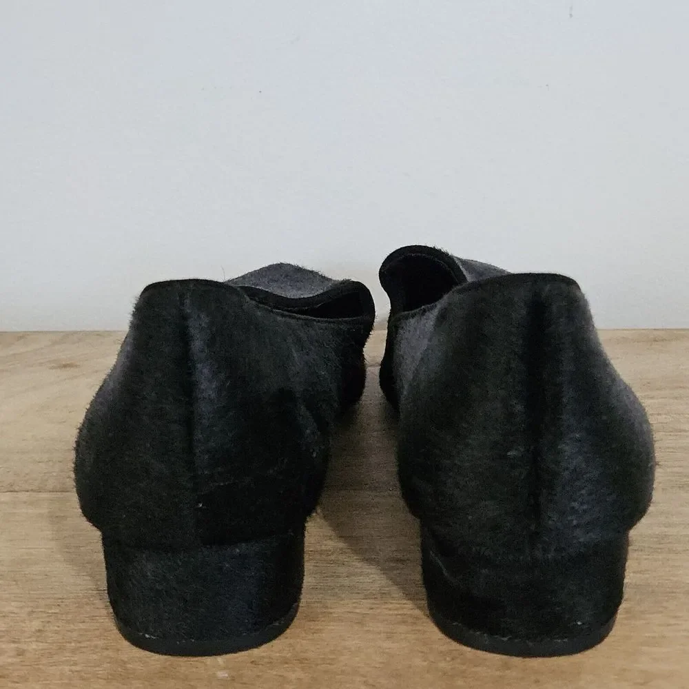 Express Shoes Womens Sz 9 Calf Hair Dress Loafers Slip‎ On Pointed Toe Black